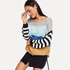 Shein Color Block Striped Sweater