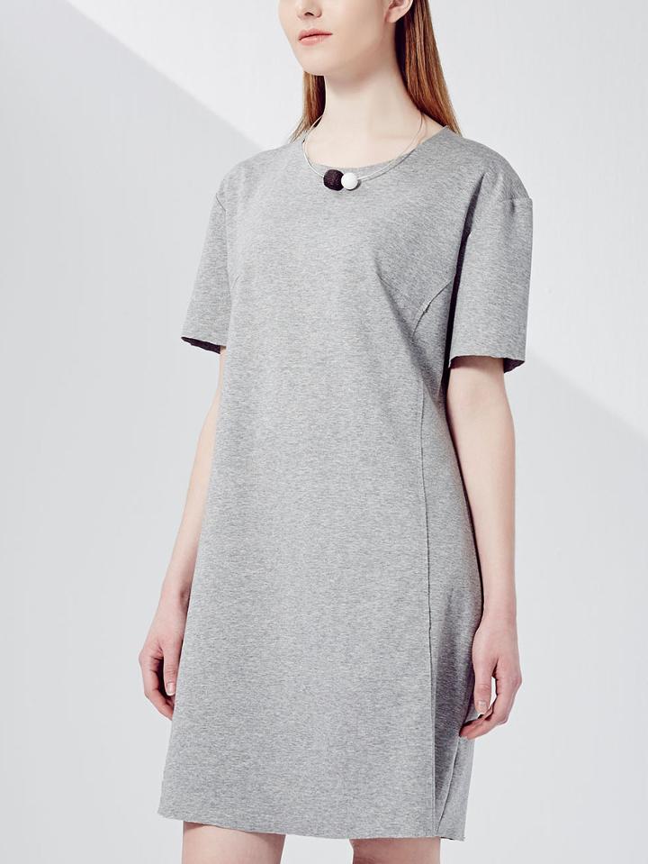 Shein Grey Short Sleeve A-line Dress
