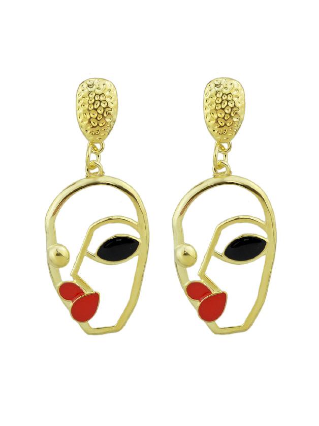 Shein Statement Earrings Enamel Face Shape Dangle Earrings