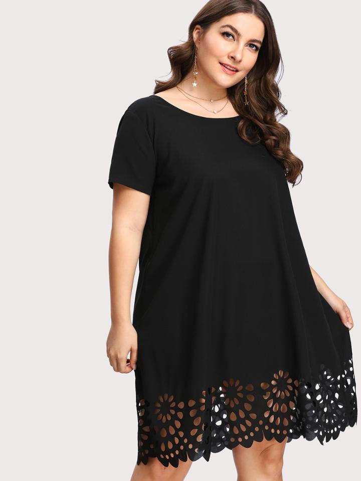 Shein Scallop Laser Cut Tunic Dress