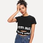 Shein Letter Print Cut Out Tee