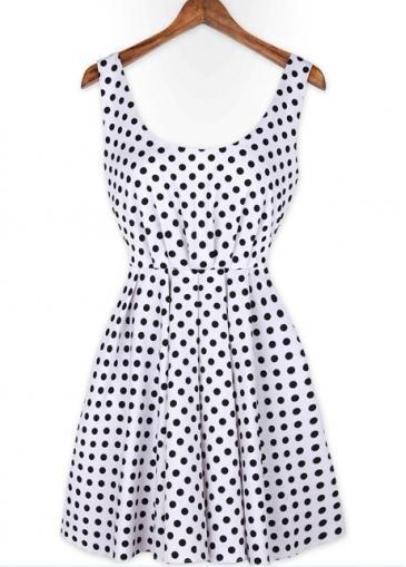 Rosewe A Line Spaghetti Strap Design Polk Dot Dress