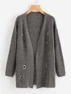 Shein Grommet And O-ring Detail Sweater Coat