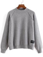 Shein Grey Long Sleeve High Neck Pullover Sweater