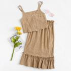 Shein Button Front Cami Top & Ruffle Hem Skirt