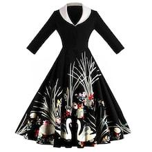 Shein 50s Animal And Floral Print Flare Dress