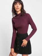 Shein Solid Rib Knit T-shirt