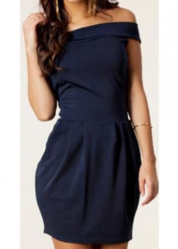 Rosewe Off The Shoulder Zip Closure Mini Dress