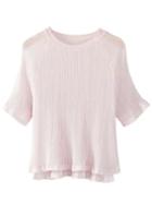 Shein Pink Round Neck Dipped Hem T-shirt