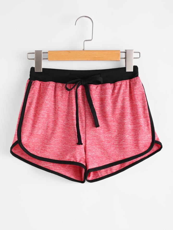 Shein Drawstring Waist Ringer Shorts