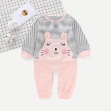 Shein Toddler Girls Cartoon & Stripe Print Jumpsuit