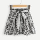 Shein Contrast Grid Belted Skirt