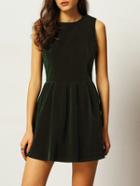 Shein Green Stand Collar Ruched Loose Dress