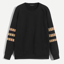 Shein Men Drop Shoulder Embroidered Detail Pullover
