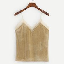 Shein Mesh Panel Velvet Cami Top