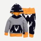 Shein Toddler Boys Animal Print Hooded Top With Pants