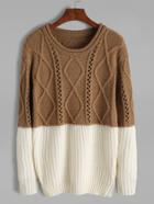 Shein Contrast Mixed Knit Pullover Sweater