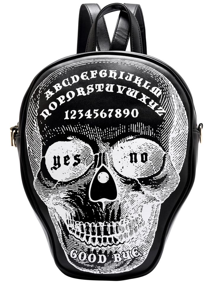 Shein Black Letters Skull Print Backpack