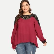 Shein Plus Contrast Lace Blouse