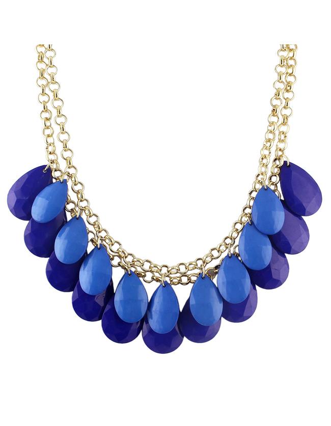 Shein Blue Hanging Beads Necklace