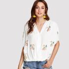 Shein Botanical Embroidery Dolman Sleeve Top