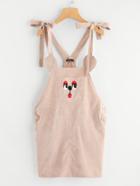 Shein Self Tie Shoulder Animal Pattern Pinafore Dress