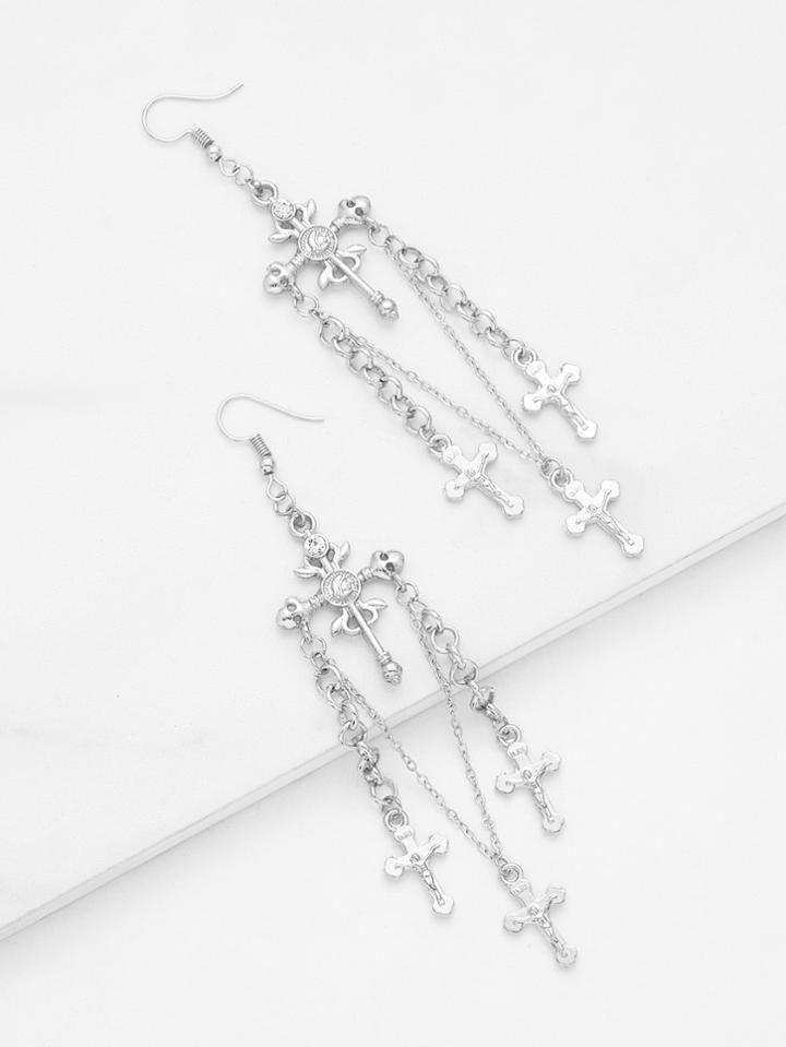 Shein Chain Cross Long Drop Earrings