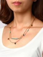 Shein Gold-tone Turquoise&pailette Wrap Link Necklace