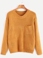 Shein Yellow Drop Shoulder Pocket Sweater