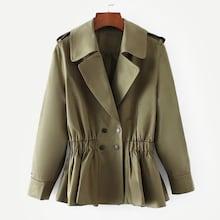 Shein Ruffle Hem Cropped Trench Coat