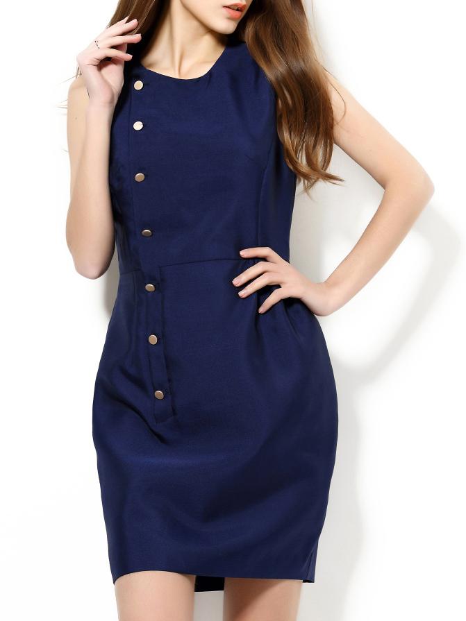 Shein Navy Crew Neck Sheath Dress
