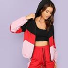 Shein Cut And Sew Zip Up Hooded Jacket