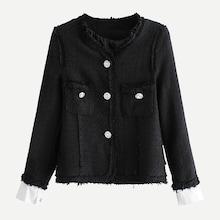 Shein Contrast Cuff Raw Edge Coat