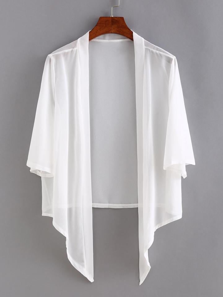 Shein Open-front Asymmetric Chiffon Blouse