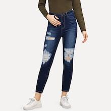 Shein Dark Wash Ripped Jeans