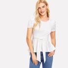Shein Puff Sleeve Self Belt Top
