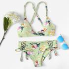 Shein Lace Up Floral Bikini Set