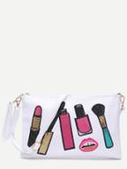 Shein Makeup Brush White Clutch Bag With Strap