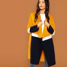 Shein Waterfall Collar Color Block Coat