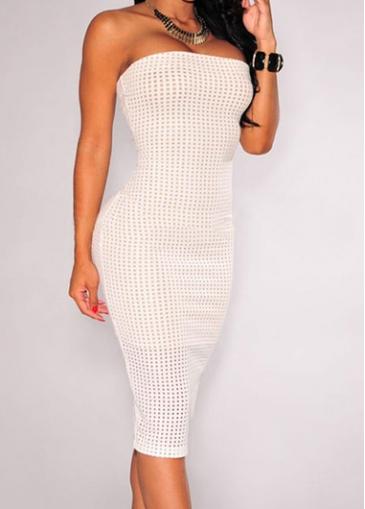 Rosewe White Back Slit Bodycon Tube Dress