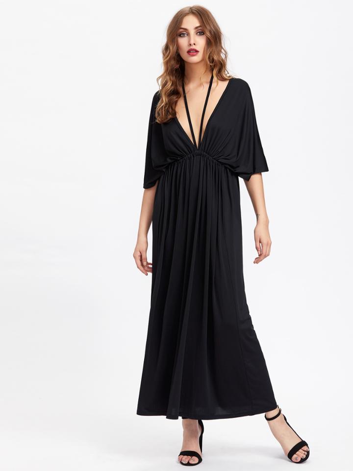 Shein Double Plunging Kaftan Dress With Strap Detail