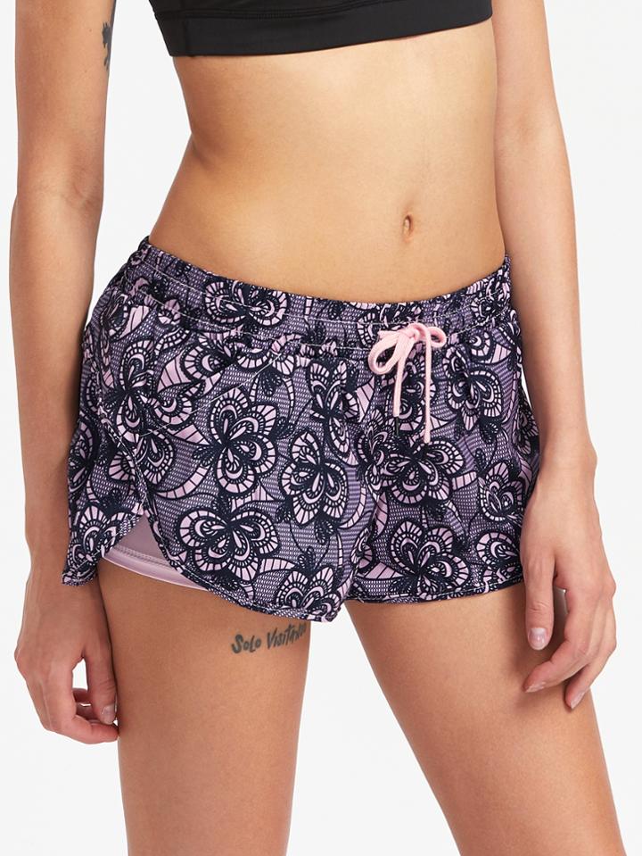 Shein Florals 2 In 1 Dolphin Hem Sports Shorts