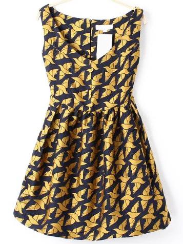 Shein V Neck Print Babydoll Dress