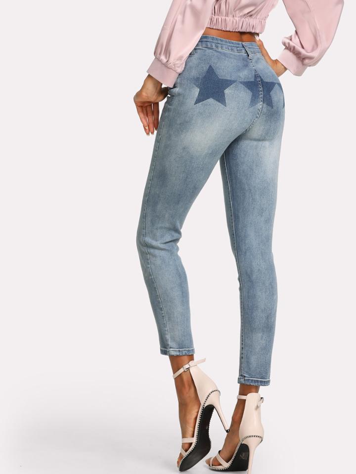 Shein Stars Pattern Skinny Jeans