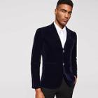 Shein Men Double Welt Pocket Detail Velvet Blazer