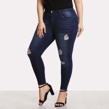 Shein Plus Dark Wash Ripped Skinny Jeans