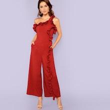 Shein Ruffle Detail Wide Leg Cami Jumpsuit