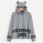 Shein Drawstring Letter Hoodie With Ears