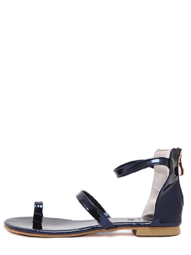 Shein Dark Blue Toe-ring Ankle Strap Flat Sandals