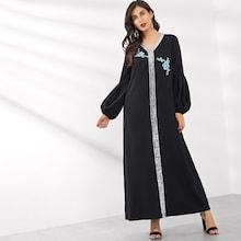 Shein Flower Applique Sequin Panel Maxi Dress